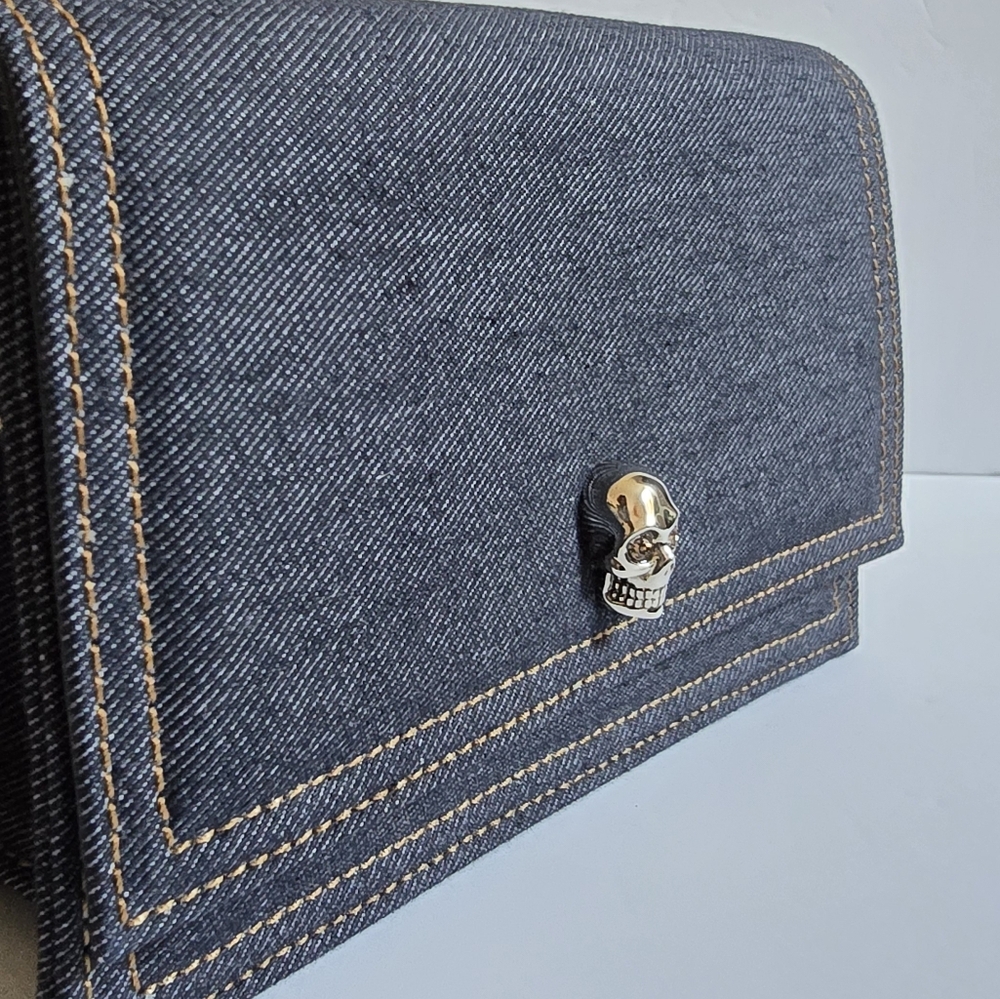 Alexander McQueen Skull Denim Crossbody Bag - Picture 3 of 14